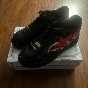Bapesta Black and Red Shark Sneakers Design
